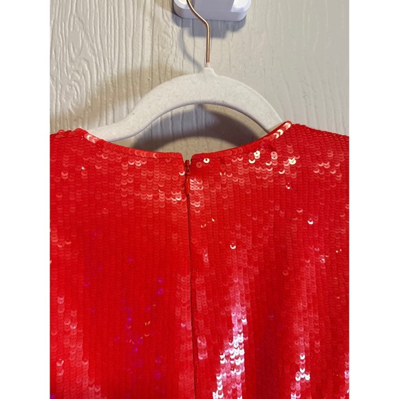 REISS • NWT Cara Mini Red Sequin Cocktail Party Dress Sz US 6 Boat Neck $495 - Picture 12 of 15